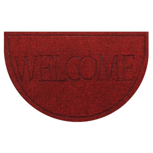 OLIVO.shop Zerbino Ingresso Esterno Mezzaluna 40x65 cm, Ingresso Antiscivolo, Tappeto Mezzaluna Esterno, Tappeto Asciugapassi, Lavabile, QUICK ML (ROSSO, 40x65 cm, WELCOME)