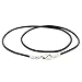 Black 2mm Leather Cord Necklace Choker Sterling Silver Clasp (16 Inches)