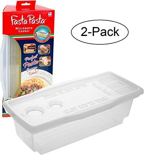 Fasta Pasta Microwave Pasta Cooker, 2 Pack - The Original No Mess, Sticking Or Waiting For Boil #TOP1