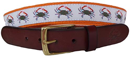 Blue Crab Nautical Leather Style Belt, Ribbon Belt, Webbing Belt, Blue Crabs Belt