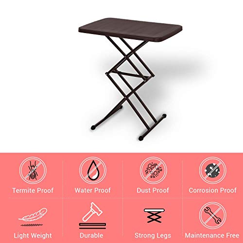 Image of A to Z Hub Height Adjustable Multi-Purpose Plastic Table for Study, Dining & Outdoor (Folding Table, Rectangular, Brown)