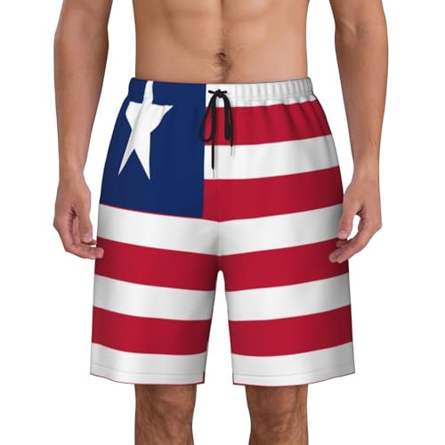 Liberian Flag Men Beach Pants â€“ Swim Trunks for Men,Quick-Dry and Comfortable, Suitable for Beach, Surf, and Everyday Wear Black