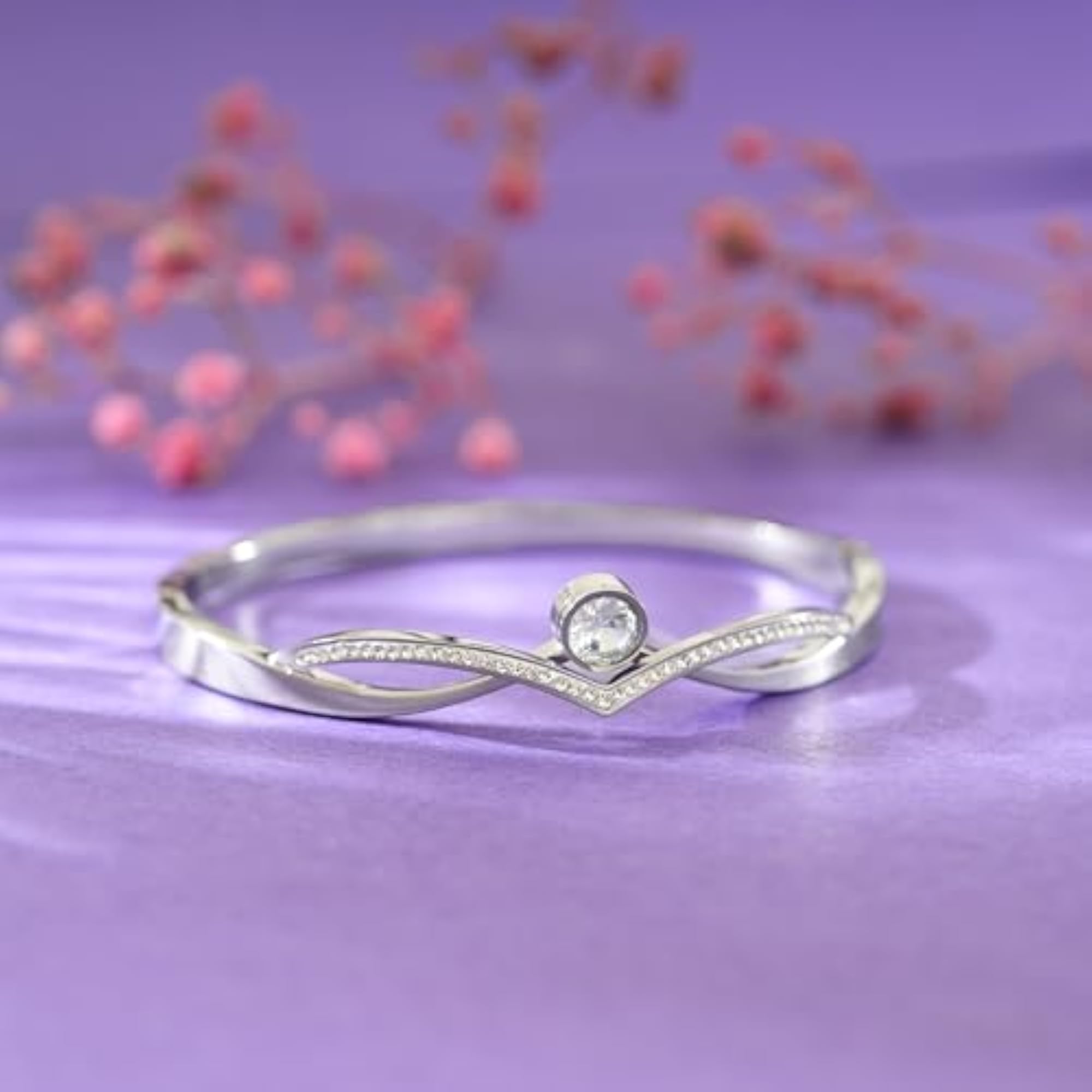Women's 18K Gold Plated CZ Studded Openable Bracelet