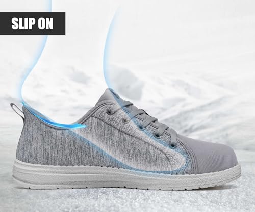 Image of LARNMERN Slip On Steel Toe Shoes Women Work Walking Sneakers Skate Hands Free Safety Tennis Shoes