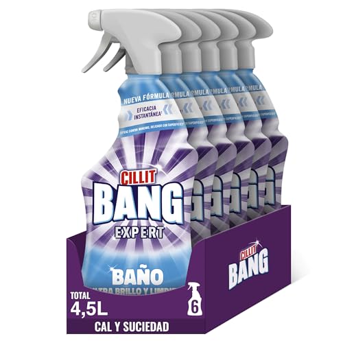 Cillit Bang Pack 6x Sprays Limpiadores Baño Ultra brillo, potente limpiador para el baño (6x750ml)