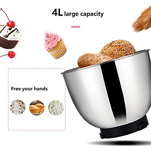 Elektrische Tischmixer, Einstellbare 3-Gang Küchenmaschinen Mit Viel Zubehör Und Mehr Backzeit (Color : Red) – Bild 3