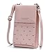 Produktbild MEISHANG Crossbody Handytasche Damen, Handy Geldbörse Umhängetasche PU Leder Geldbeutel Kleine Frauen Brieftasche Handy Portemonnaie Tasche Muster Multi Fach Schultertasche (Pink)