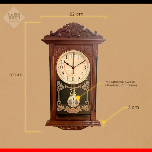 Relógio de Parede Antigo Quickway Rustico Harry Potter - Cor Madeira Vintage Grande Com Pêndulo Silê