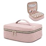 Yarwo Nail Polish Carrying Bag Holds 36 Bottles (15ml/0.5 fl.oz), Travel Storage Organizer for Nail Polish and Manicure Accessories, Dusty Rose