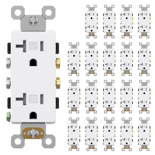 AIDA 20A Tamper Resistant Decorator Outlet, NEMA 5-20R Residential Receptacle, Self-Grounding Electrical Wall Outlet, UL Listed, White, 20 Pack by AIDA - Used condition - US$35.71