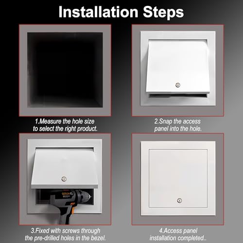 Panel de acceso con cerradura 15x35cm en metal blanco para techos 7