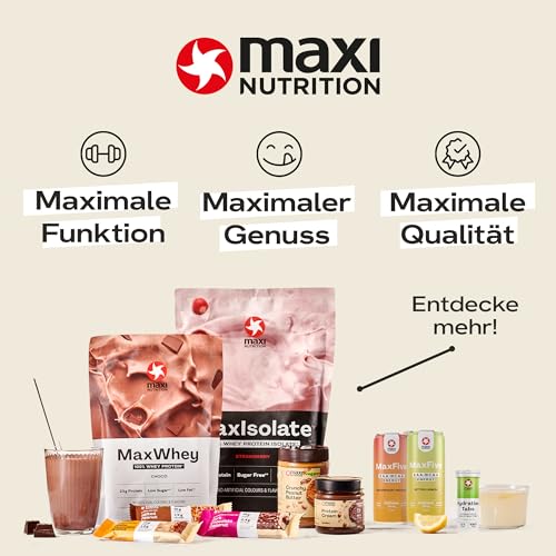 MaxiNutrition MaxWhey 100% Whey Proteinpulver Vanille 420 g Dose, ergibt 14 Protein-Shakes à 23g Eiweiß, ohne künstliche Aromen, inkl. Vitamin B6, Made in Germany