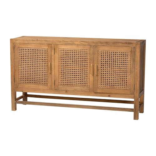 bali & pari Sibu Bohemian Natural Rattan and Reclaimed Wood Cabinet