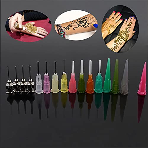 Pack Of 8Pcs 1 Oz.jagua Henna Temporary Tattoo Bottle Kit, Multi Purpose Precision Applicator With 16 Blunt Tips For Body Art Paint Diy Project #TOP1