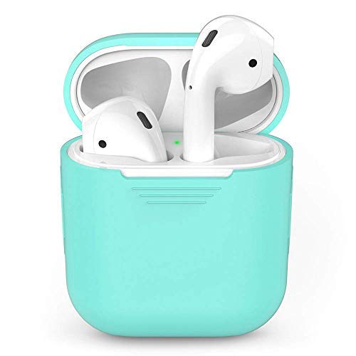 1 funda de silicona para auriculares inalámbricos con Bluetooth de TPU para AirPods, funda protectora para Apple Airpods, caja de carga (verde)