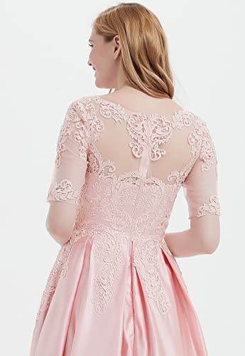 Satin Mother of The Bride Dresses with Sleeves Lace Appliques Long Formal Dress for Women Wedding Guest3