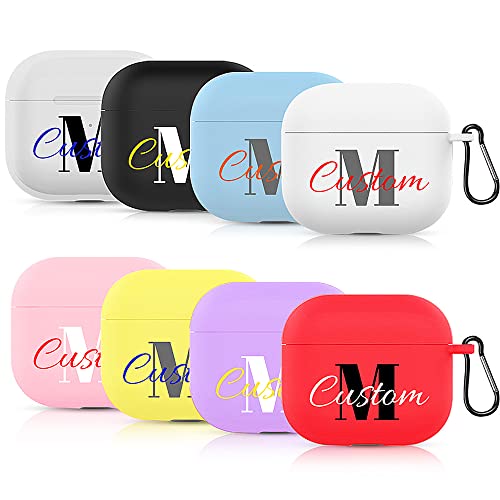 Emidy Custom Name Airpods 3Rd Third Generation 2021 Protective Cover Frosted Black Blue White Transparent Tpu [With Keychain] #TOP1
