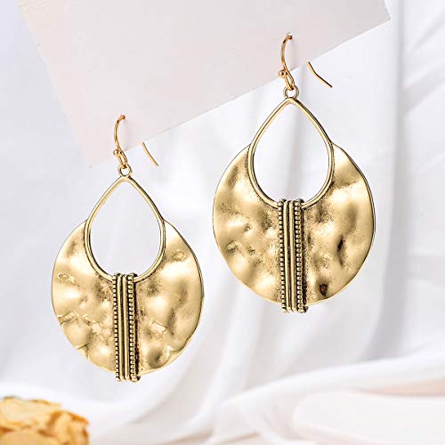 Boho Gold Ethnic Hammered Crescent Dangle Earrings For Women #TOP4