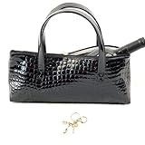 Happy Hour Black Croc Insulated Wine Clutch with Key Chain | Stylish Bottle Carrier Bag for Travel, Picnics & Gifts