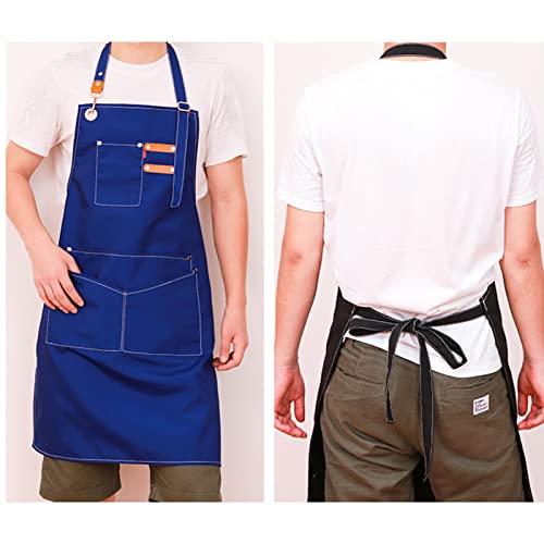 FYYYY Delantal Cocina, Delantal De Lona para Hombres Y Mujeres con Bolsillos con Tirantes Halter, Delantales De Cocina… - Imagen 3