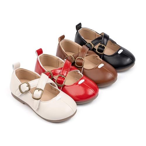 Toddler Girls Mary Jane Shoes Leather Soft School Wedding Strap Sneakers Baby Flat Non Slip Elegant Birthday Shoes2