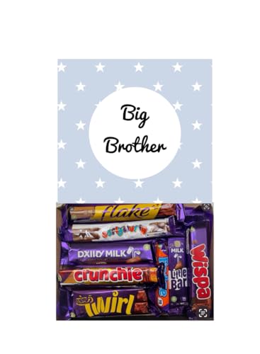 Big Brother Sweet Box Birthday Chocolate Gift Box Hamper - 8 Full Size Bars Chocolates Birthday Christmas New Baby Present