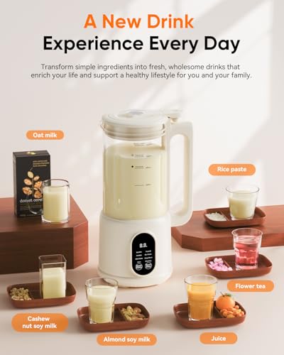 8-in-1 Automatic Nut Milk Maker Machine, 34oz Heated Plant-Based Milk Machine with Auto-Clean, 10-Blade System for Creamy Almond, Oat, Soy & Dairy-Free Milk, 12H Timer image 4