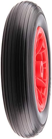 Trintion PU 14" Puncture Proof Solid 3.50-8 Wheelbarrow Wheel Heavy Duty Replacement Tire Complete for Garden Trolley Barrow Go Cart Trailer Truck (Red)