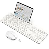 【Sensación de Escritura Suave y Cómoda】 Nueva estructura de diseño de teclado y mouse inalámbricos, se siente como un pie de interruptor de tijera, construido en una placa de hierro gruesa. Las teclas silenciosas le permiten disfrutar de una escritura y un clic cómodos y suaves. La forma ondulada se adapta perfectamente a las manos, lo que reduce la fatiga de las manos. El diseño elegante y compacto del teclado le permite disfrutar de una experiencia de escritura cómoda y fluida.