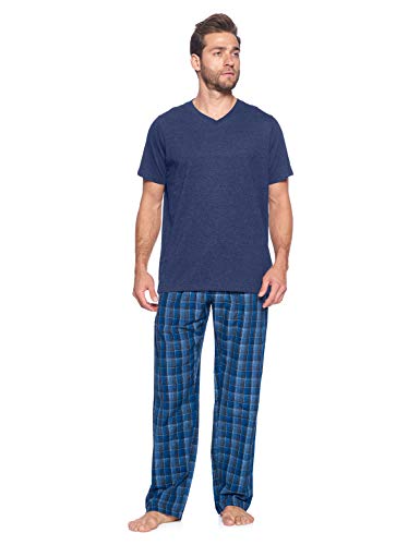 Ashford & Brooks Men’s Sleepwear & Loungewear Pajamas Set | Woven Plaid PJ Pants & Short Sleeve Jersey Shirt4