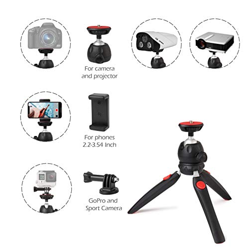 Polarduck Mini Trepied, Trepied Smartphone, Trepied Appareil Photo, Trepied Telephone pour iPhone/Samsung/GoPro/, Tête pivotante à 360 & Jambes Extensibles, Support de Téléphone et Adaptateur Gopro - Image 3