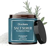 Saunasalz Eukalyptus & Salbei – Totes Meersalz Körperpeeling mit Kokosnussöl,Jojobasamenöl,Eukalyptusöl,Salbeiextrakt,Duschpeeling & Sauna Peeling Salz Scrub,Glatte und Revitalisierende Hautpflege