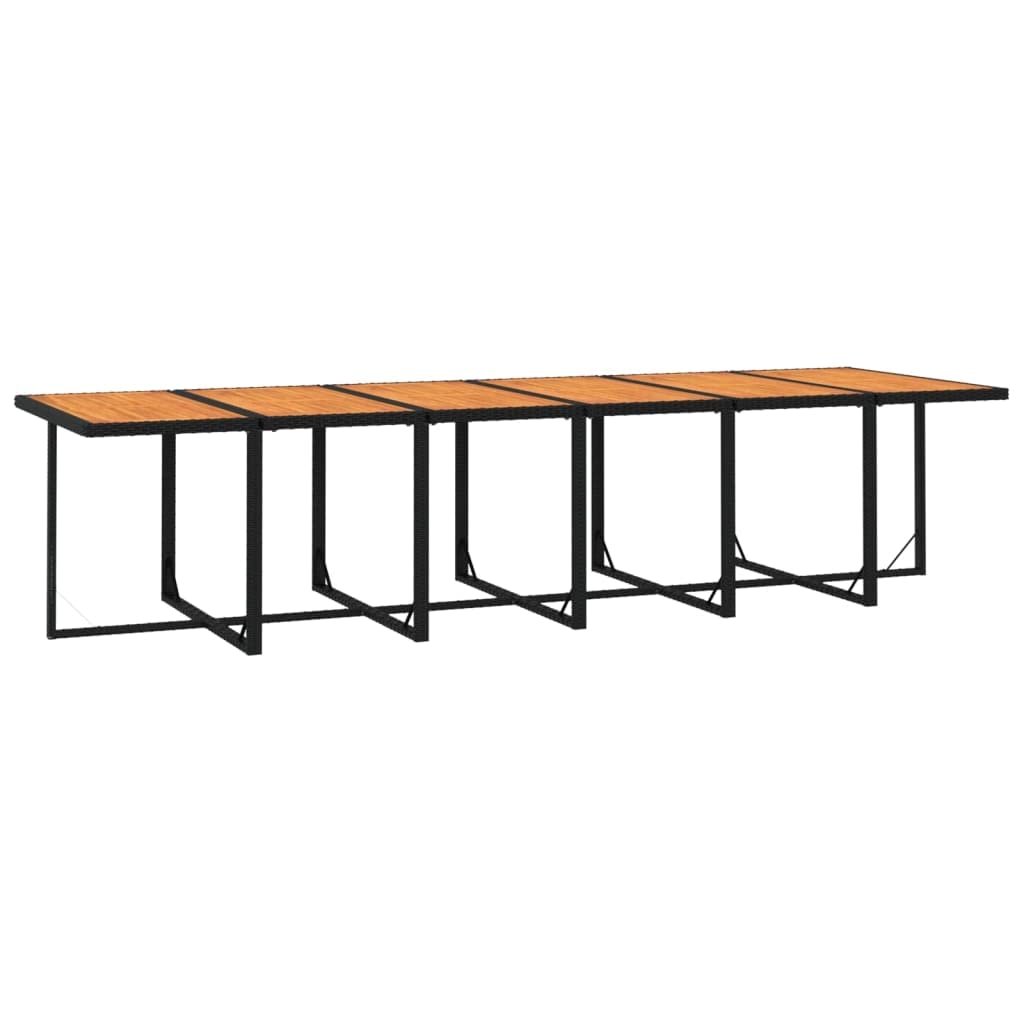 Conjunto de comedor de jardín con cojines de polirratán negro de 13 piezas para jardín, terraza, balcón, modelo sin reposapiés, 95626