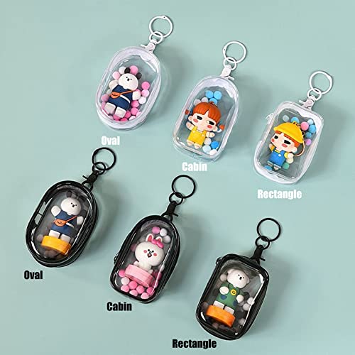 Clear Display Case Keychain For Blind Box Doll Mini Figures, Portable Black Doll Storage Case Hanging Bag With Zipper Closure Keychain Charms Suitable For Collectibles Action Figures Pop Mart #TOP4