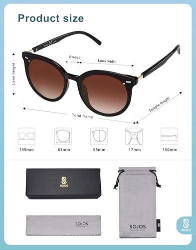 Image of SOJOS Sunglasses Womens Trendy 2025 Classic Round Retro Vintage Shades Large Frame Sunnies SJ2067