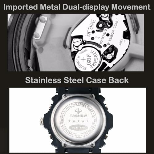 Image of PASNEW Boys' Watches - Dual Display, Large Dial Sport Watch, Black Outdoor Watch for Boys & Teens - Waterproof