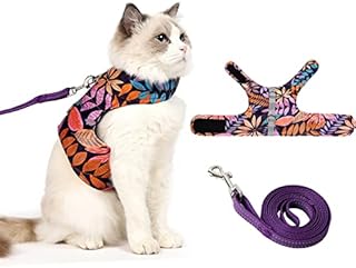 Cat Harness and Leash for Walking Escape Proof Air Mesh Fabric Outdoor Walking Vest with Reflective Strips for Cute Cats and Small Dogs (Pink, S)