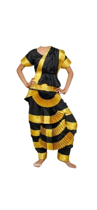 BHARATANATYAMWORLD Bharatnatyam Readymade Light White Yellow & Black China Silk for Fancy Dress/Costume Competitions/School Events/Annual Functions (B0CSDSJF9Y) Amazon Price History, Amazon Price Tracker