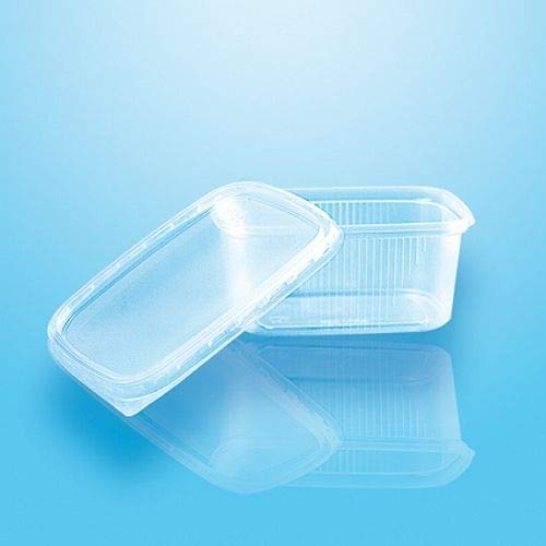 tradingbay24 Verpackungsbecher mit Deckel, PP eckig 200 ml 4,4 cm x 8,9 cm x 11,4 cm transparent tbU95072 Feinkostbecher Salatbecher Dressingbecher transparent, 50 Stück Cover