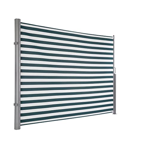 Ultranatura store latéral Maui , store latéral extensible, store à rouleau latéral pour balcon, terrasse jardin, protection contre soleil, vent et l'intimité, robuste, 300 x 180 cm (LxH), Vert/Blanc Cover