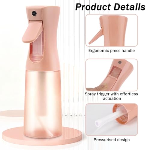Zegnuem Sprühflasche, Spray Bottle Sprühflasche für Haare Haare Wasser Sprüher für Pflanzenpflege, Tierpflege, Hautpflege und Reinigung,Auslaufsichere(200ML Transparent+Rosa)