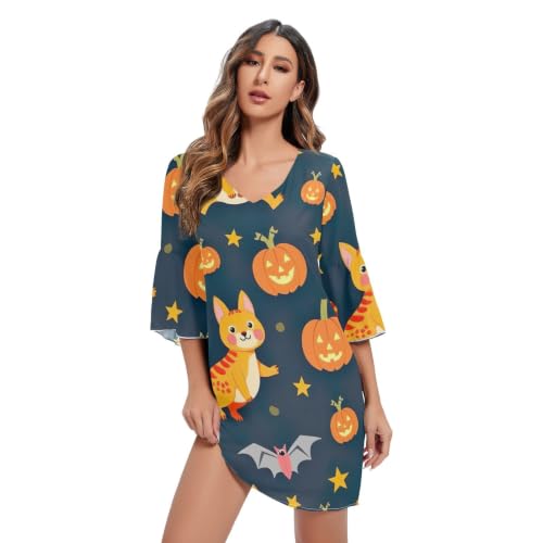 Robe hawaïenne à manches 3/4 légère pour sublimer la silhouette féminine avec son col en V
