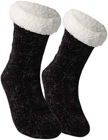 Tacobear Women Slipper Socks Warm Fluffy Socks Super Soft Fuzzy Socks Winter Knit Socks Chenille Socks Fleece Lined Home Socks for Mens and Ladies