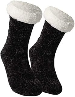 Tacobear Women Slipper Socks Warm Fluffy Socks Super Soft Fuzzy Socks Winter Knit Socks Chenille Socks Fleece Lined Home Socks for Mens and Ladies