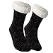 Produktbild Tacobear Damen Kuschelsocken Haussocken Bettscoken Hüttensocken Wintersocken Chenille Socken Warme Dicke Socken mit Antirutschsohle für Damen und Herren (Schwarz, ohne Pompom)