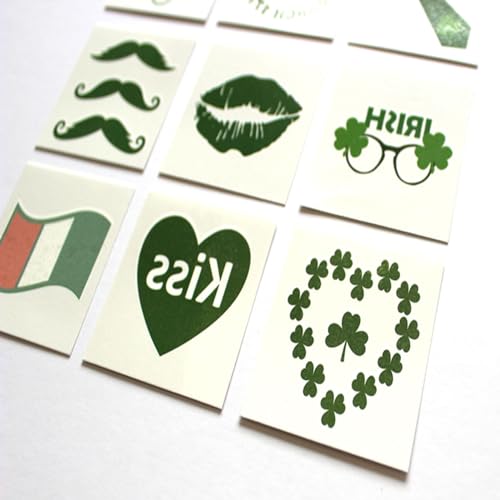 Womaha 30 Sheets St. Patrick's Day Temporary Tattoos for Women Kids Waterproof Body Tattoos, Green - Image 4