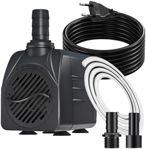 Knifel 3m Kabel Springbrunnenpumpe 10W 600L/H Ultra Leise für Aquarien | 1,2m hohe Förderhöhe, Schutz vor Überhitzung, Einstellbare Durchflussrate, Tauchpumpe für Hydroponik-System