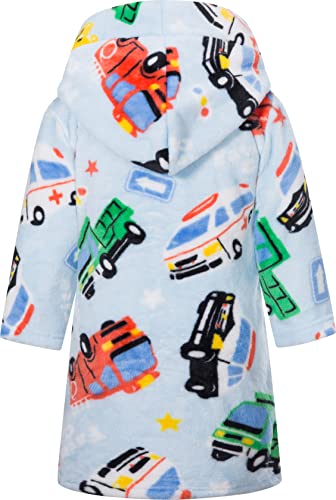 Boy Bathrobes, Warm Hooded Car Printed Fleece Bath Robe Soft With Belt And Pockets For Kids, Car Blue, Us 3T, Cn 100 #TOP1