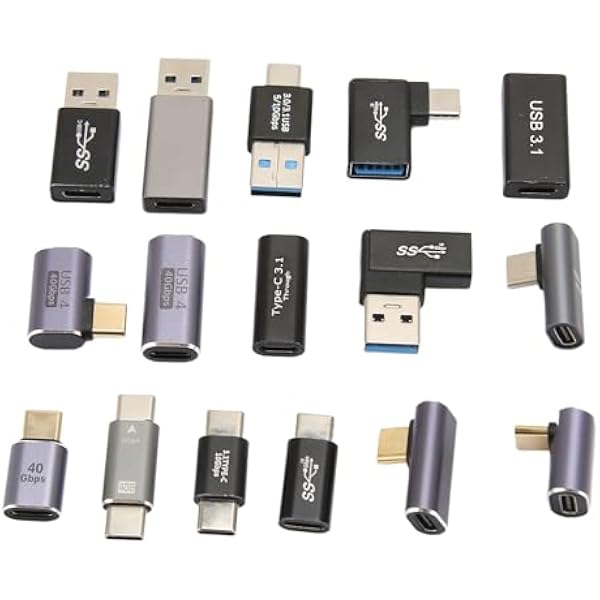 Adaptery USB Zestaw 16 Wytrzymałych Konwerterów ze Stopu Aluminium do urządzeń Peryferyjnych Telefonu i Komputera, Funkcja Plug and Play Zapewniająca łatwe Użytkowanie