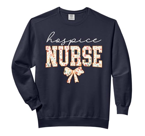 Floral Hospice Nurse Registered Nurse Coquette Bow Floral Comfort Colors Adult Sweatshirt
